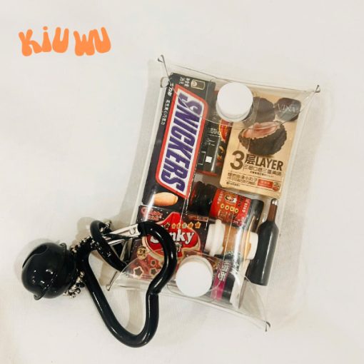 móc khóa túi mini trong suốt Kiuwu nhựa PVC đen