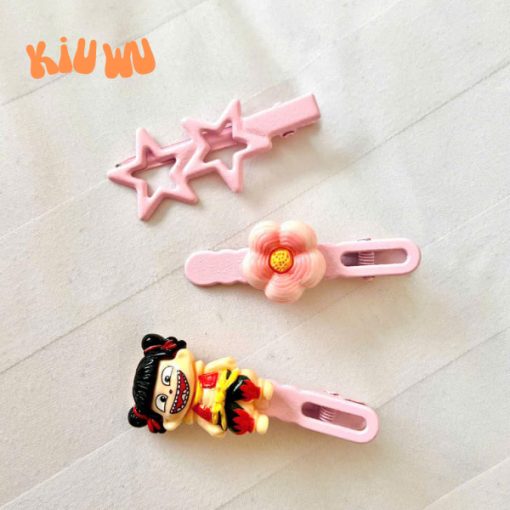 set 3 kẹp tóc natra Kiuwu đáng yêu hồng