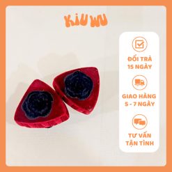 kẹp tóc tai mèo Kiuwu nhung tinh tế đỏ