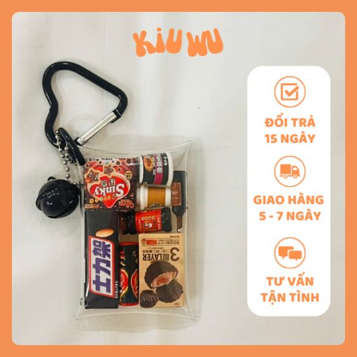 móc khóa túi mini trong suốt Kiuwu nhựa PVC đen