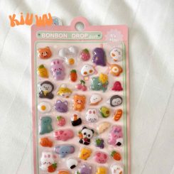 Sticker Nổi 3D Kiuwu Trong Suốt Dễ Thương Hồng