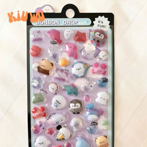 Sticker Nổi 3D Kiuwu Trong Suốt Dễ Thương Đen