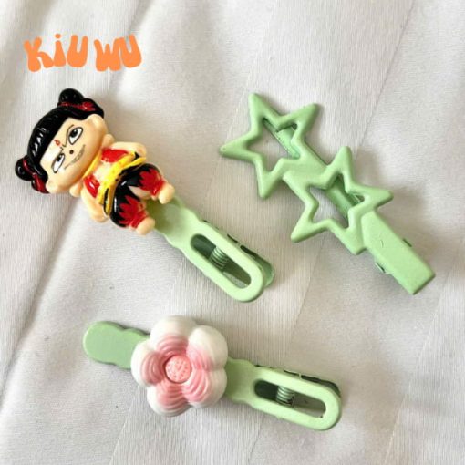 Set 3 Kẹp Tóc Natra Đáng Yêu Xanh Lá