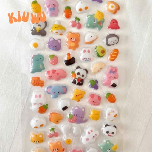 Sticker Nổi 3D Kiuwu Trong Suốt Dễ Thương Hồng