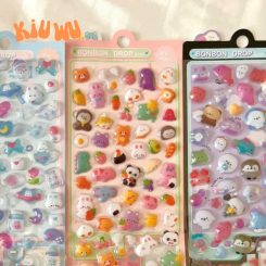 Sticker Nổi 3D Kiuwu Trong Suốt Dễ Thương Hồng
