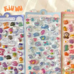 Sticker Nổi 3D Kiuwu Trong Suốt Dễ Thương Xanh