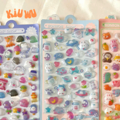 Sticker Nổi 3D Kiuwu Trong Suốt Dễ Thương Tím