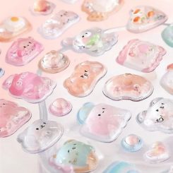 Sticker Nổi 3D Kiuwu Trong Suốt Dễ Thương Tím