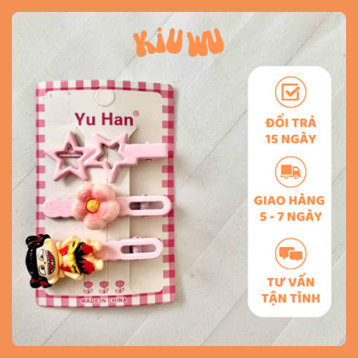 Set 3 Kẹp Tóc Natra Đáng Yêu Hồng