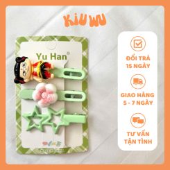 Set 3 Kẹp Tóc Natra Đáng Yêu Xanh Lá