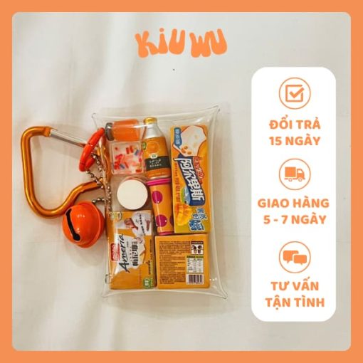 Móc Khóa Túi Xách Kiuwu Nhựa PVC Mini Cam