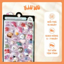 Sticker Nổi 3D Kiuwu Trong Suốt Dễ Thương Đen