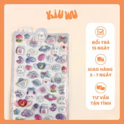 Sticker Nổi 3D Kiuwu Trong Suốt Dễ Thương Xanh